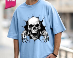 Bursting Skull (3D) - Oversized Fit T-Shirt