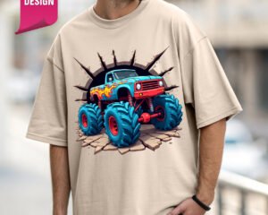 Monster Truck (3D) - Oversized Fit T-Shirt