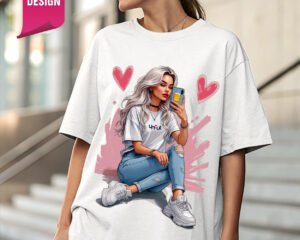 Selfie Girl (3D) - Oversized Fit T-Shirt