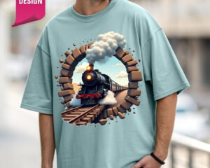 Steam Train (3D) - Oversized Fit T-Shirt