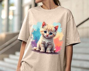 Watercolor Kitten - Oversized Fit T-Shirt